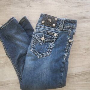 Miss Me Dark Boyfriend Jeans Capri with Embellishments Size 28